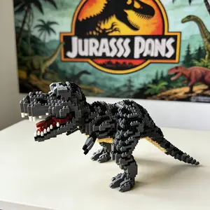 1500 Pieces Jurassic Dinosaur DIY 3D Assembly Creative Educational Stress-Relief Building Block Model Ornament - Velociraptor, Tyrannosaurus Rex and Cartoon Dinosaurs; Indoor Home Decoration; Ideal Holiday or Birthday Gift for Dinosaur Lovers