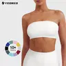 YEOREO Women's Strapless Wireless Padded Running Sports Bra - Strapless Bras for Workout Gym, Crop Top Activewear with Seamed/Seamless Twill, Silicone Grip Edge, Breathable Sweat-Wicking Knit, High Elasticity, Ribbed Texture, Twill Underburst Hold, Sports