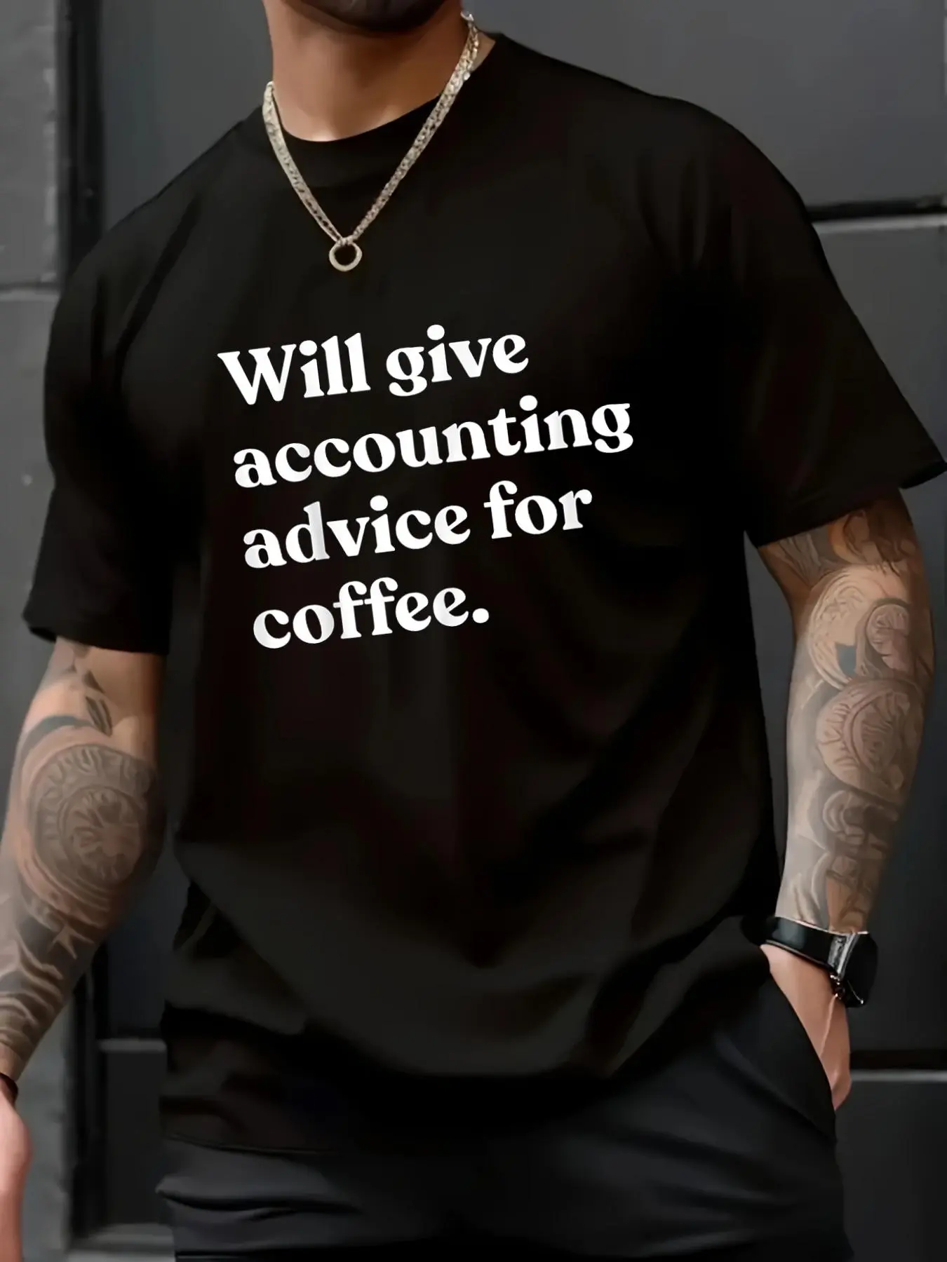 Men's 100% Cotton Unisex Funny Accountant Printed Text T-Shirt - Short-Sleeve, Crewneck, Loose Fit, Breathable Clothes, Avoid Ironing Prints, All Seasons Casual Top for Accounting Advice Fans