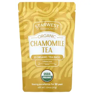 Starwest Botanicals Organic Chamomile Tea, Caffeine Free, 20 Organic Tea Bags, 1.4 oz (30 g)