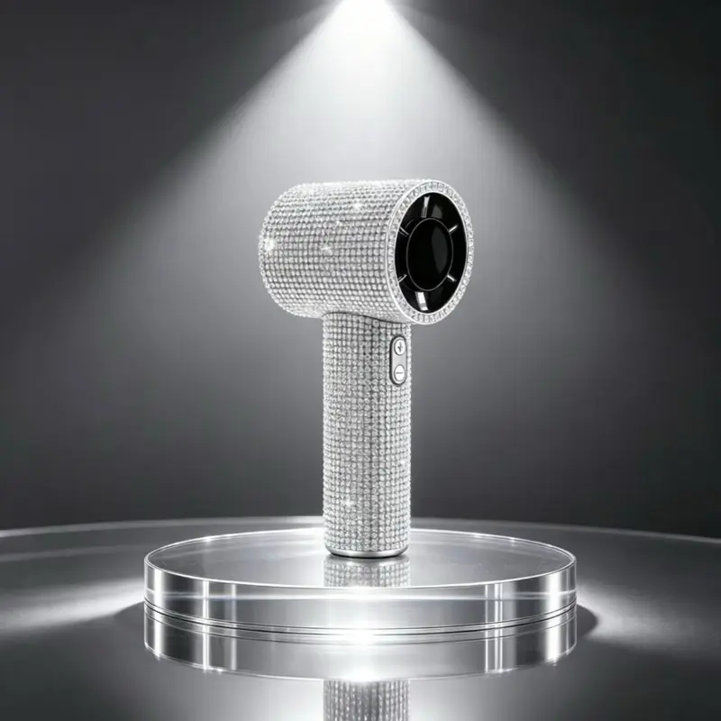 Rhinestone Portable Handheld Fan | Rechargeable Mini Cooling Fan | Cute Travel & Makeup Essential