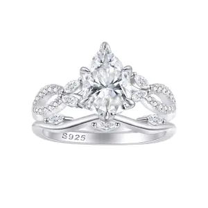 2ct Wedding Infinity Band Bridal Ring Sets Princess Cut Engagement Rings CZ Sterling Silver princess cut ring halorings