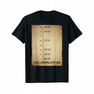Vintage Still Growing With You Mother's Day T-shirt Sentimental Growth Chart Graphic Casual Cotton Tee