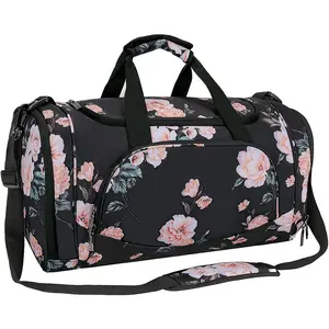 MOSISO Lightweight Sports Duffel, Peony Multi-Compartment Sporty Gym Bag with Shoe Compartment, Travel Storage Bag for Men/Women (Dance, Weekender Use)
