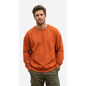 Premium Men's Terracotta Orange Raglan Sleeve Sweatshirt | 80% Cotton Blend Crewneck