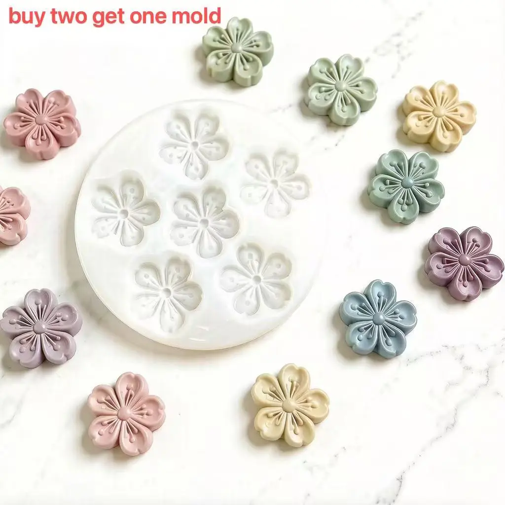 Reusable Flexible Traditional Single-Layer Sakura Flower Circular Silicone Casting Mold - 2 Orders Get 1 Free, Cake Molds for DIY Home Decor, Resin Crafts, Crafting, Botanical Candle Making Baking Tools
