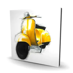 212 MAIN 36x36 in. Artistic Yellow Italian Motorcycle Illustration Wall Print - Black Home Decoration, Adventure Room Artwork, Thoughtful Home Supplies Gift