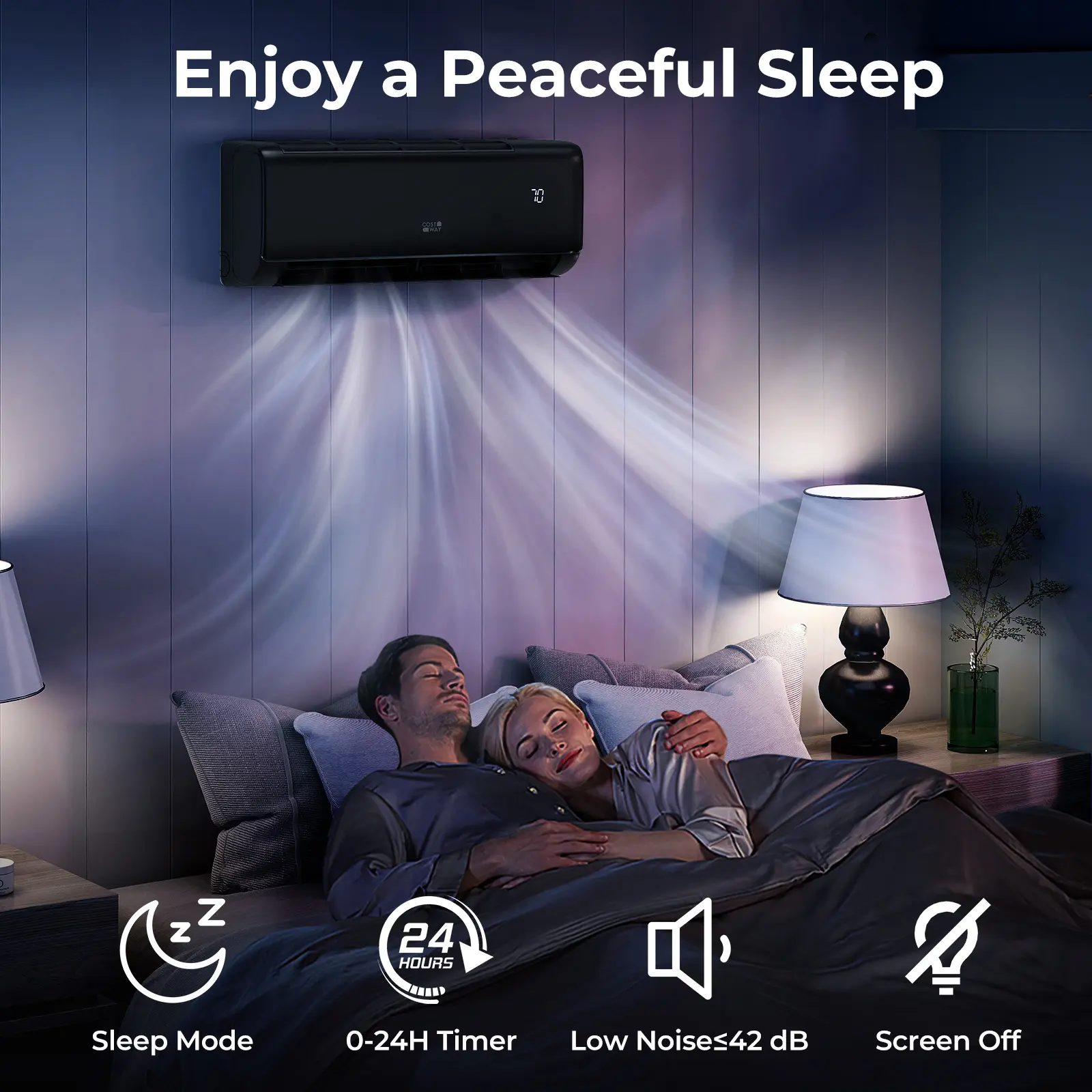 COSTWAY - 12000 BTU 22 SEER2 115V WiFi Enabled Mini Split AC Compatible with Alexa Gray