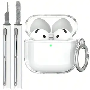 2-piece transparent headphone case protective cover+cleaning pen