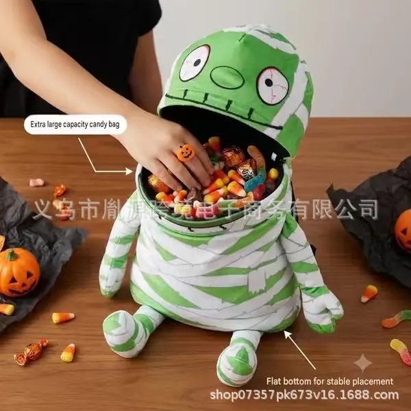 Halloween "Trick-or-Treat" Candy Bag Backpack, Novelty Gag Toy with Mouth-Moving & Singing Functions for Halloween Celebrations, Sing/Speak