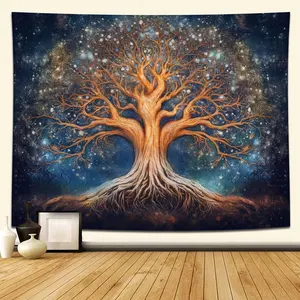 Naykow Galaxy Tree of Life Tapestry, Spiritual Mystical Boho Nature Grunge Cute Tree Tapestry for Bedroom Wall Hanging Aesthetic for Bedroom Living Room Dorm (90 x 70 inches)