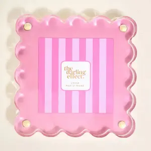 Pink  Square Scalloped Acrylic Frame