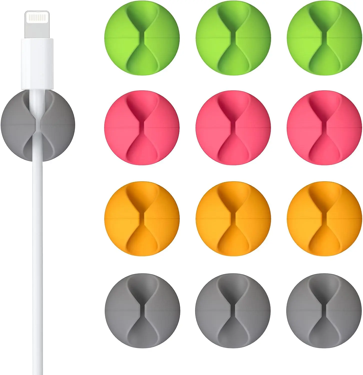 12-Pack Colorful Plastic Cable Clips for Desk - Adhesive Cord Organizer for Cord Organization, Cable Management Solutions (Home, Office Use)