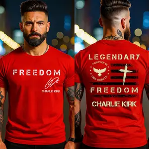 Wear Red October 14th Shirt, Legendary Forever In Our Hearts Memorial T-shirt, Tribute America Outfit, USA 2 sided Tee, Graphic True American Patriot Top, Gift For Him