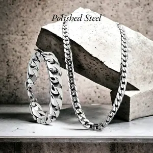 Men or Women's Stainless Steel  2/ pc set. Classic Fashion. 6mm Thickness.  Varying Necklace lengths. Bracelets are all 8".