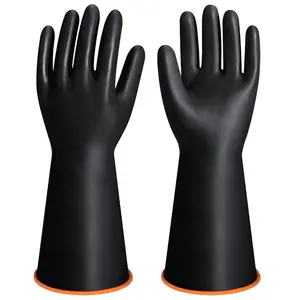 14" XL Size Latex Chemical Resistant Gloves, Reusable Heavy Duty Long Rubber Gloves Dishwashing Glove, Industrial Safety Gloves for Men, Forearm Protection Waterproof Resist Strong Acid, Alkali, Oil