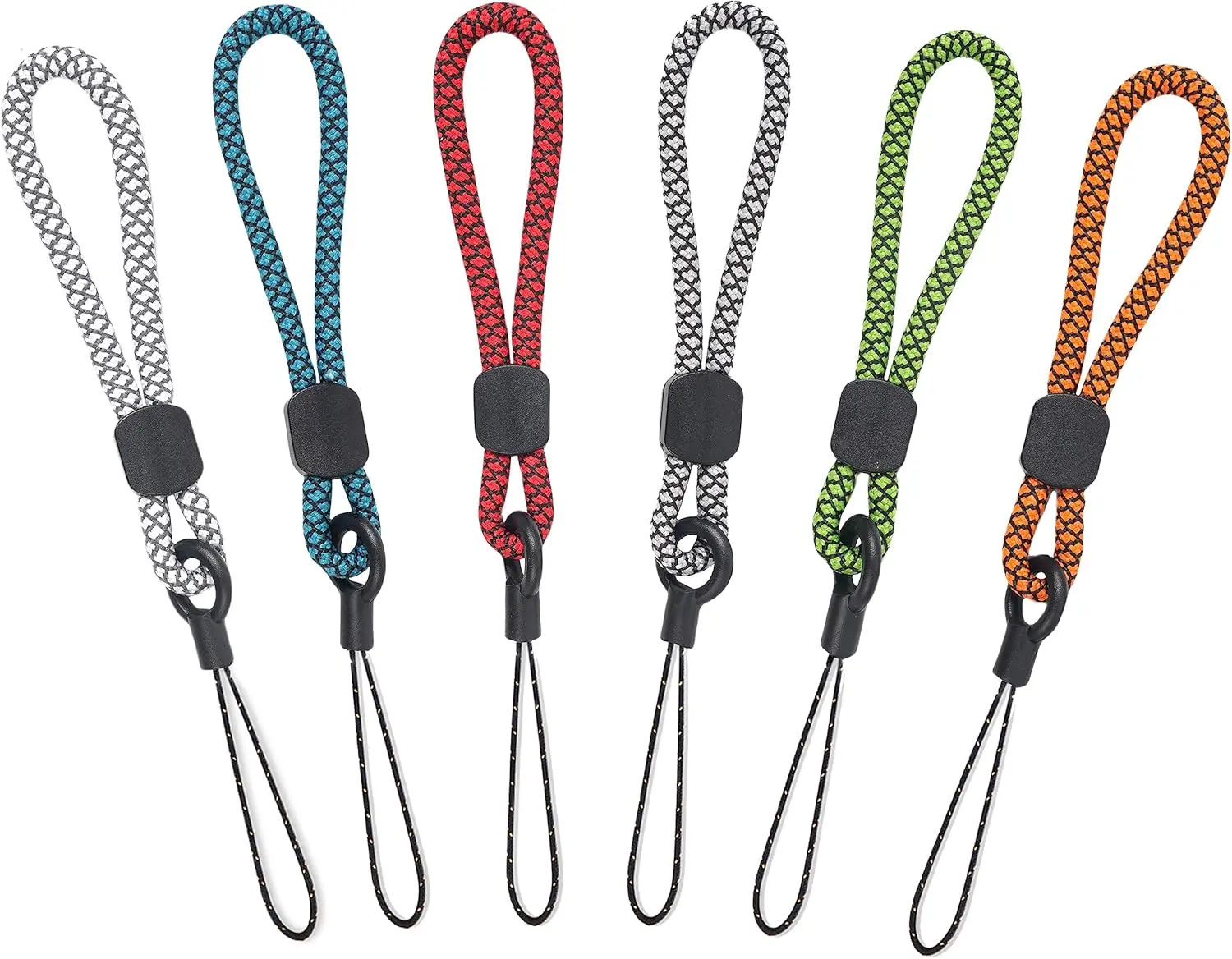 Lanyards Finger Small Strap 6 Pack Rope Small Wrist Lanyard For Phone Cases  Short  USB ID Card Badge (6 Colors)