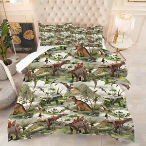 2/3Pcs Dinosaur Print Comforter Set,Whimsical Prehistoric Adventure-Themed Bedding Set,Delicate Patterned Soft Quilted Bedspread,Soft Bedding Sets,Perfect for Creating An Exploratory Atmosphere In Your Room.Including 1 or 2 Pillowcases, No Pillow Core