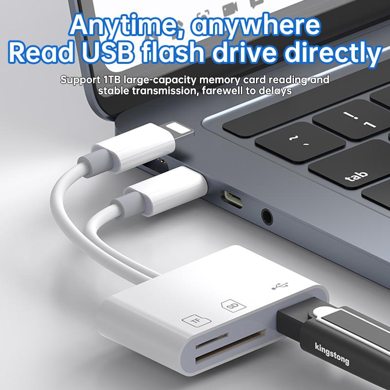 WESECUU SD Card Reader for iPhone, Digital Camera Adapter iPhone, Lightning to USB Adapter, 3 in 1 iPhone SD Card Reader, Camera Adapter to iPhone, Micro SD Card Adapter for iPhone 14/13/12/11/X/8/7/iPad