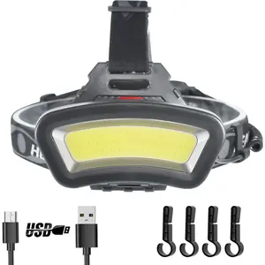 Headlamp LED Headlight Rechargeable 22000 High Lumen USB Head Light, Head Lamp COB Floodlight with Red Light for Adults - Night Fishing, Construction, Maintenance - 90 °         Adjustable