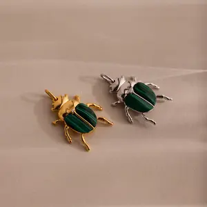 Malachite Beetle Charm by Caitlyn Minimalist - Dainty Green Gemstone Charm for Necklace - Nature Jewelry - Gift for Daughter