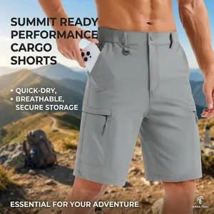 Men's Quick Dry Lightweight Hiking Cargo Shorts with 5 Zipper Pockets - 9" Inseam Outdoor Casual Golf Work Summer Shorts Breathable Comfortable Durable for Travel Adventure Active Wear