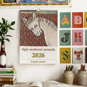 2026 "Ugly" Medieval Animal Calendar - Vintage Funny Art Decoration, Unique Office/Home Wall Calendar, Creative Gift
