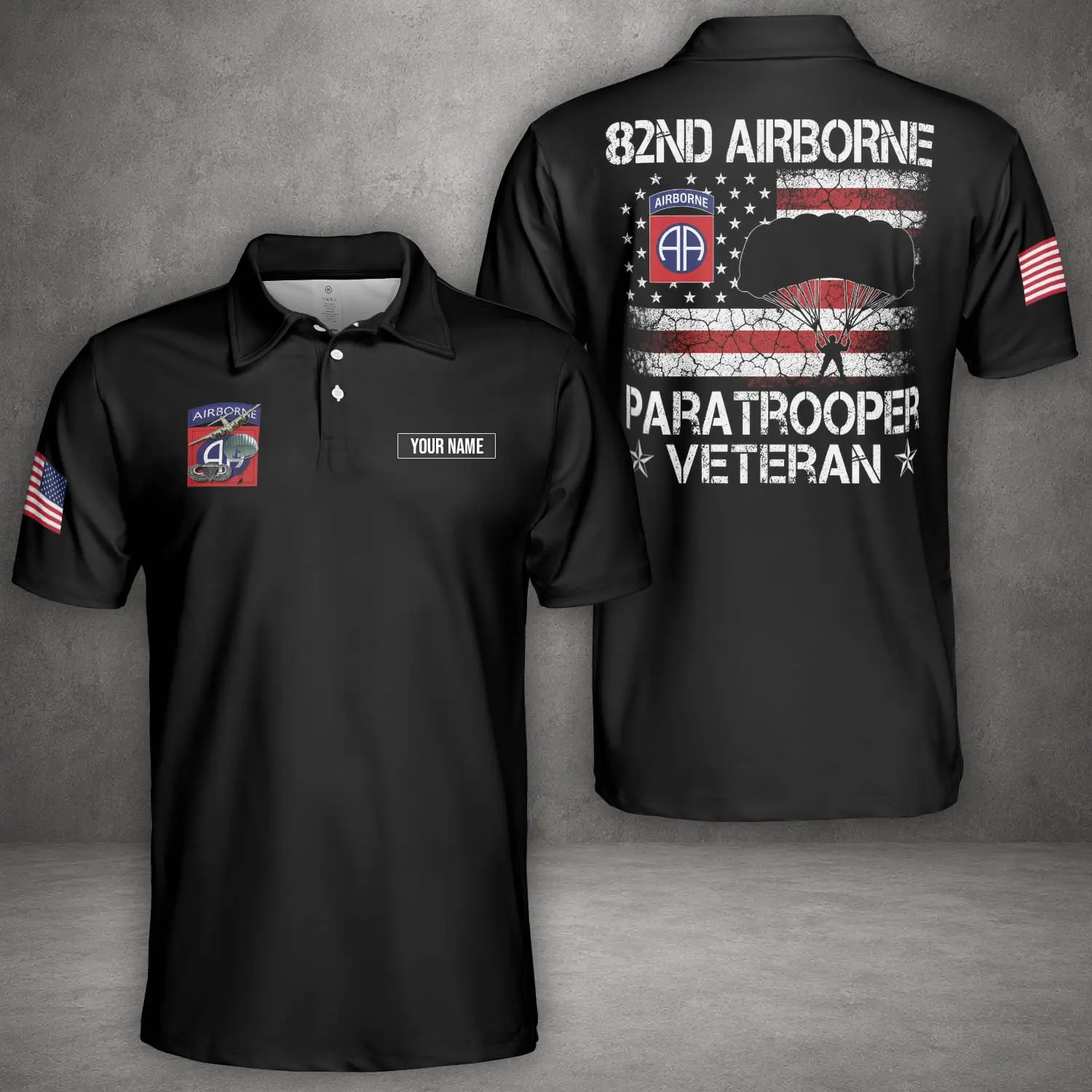 Custom Name US Army Veteran Polo Shirt