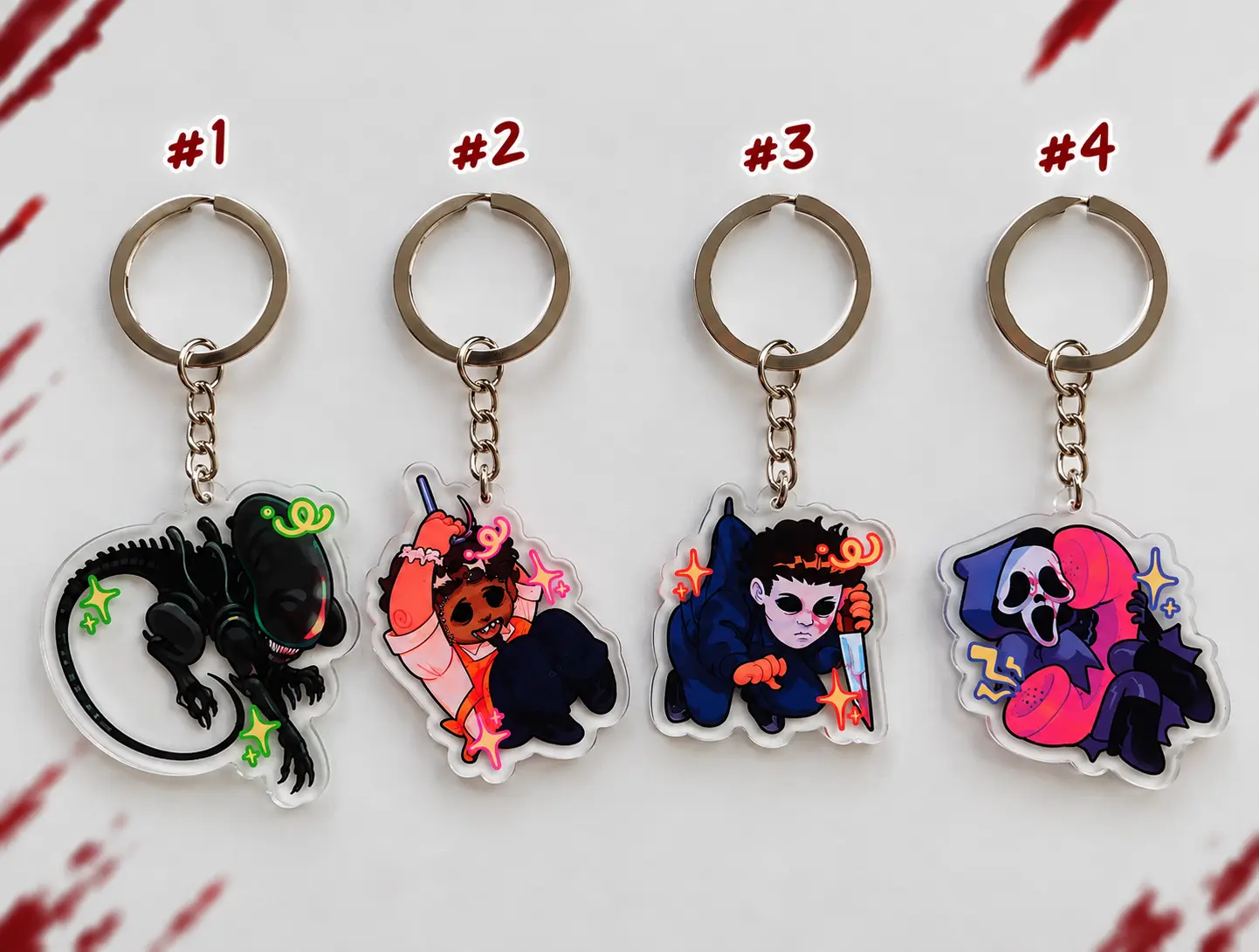 Horror Movie Ghostface Keychain, Halloween Acrylic Charm, Anime Chibi Characters Gift