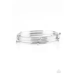 Delicate Decadence - White Bangle Bracelet Set