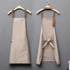 Solid Color Apron with Pocket, 1 Count Adjustable Neck Strap Apron, Durable & Easy To Clean Apron Kitchen Cooking Aprons for Home Kitchen & Dining Room & Coffee Shop