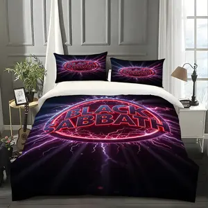 3pcs Black Sabbath Printed silky-textured polyester three-piece set, with unique interpretation of holiday-themed patterns. It is an excellent choice for exquisite Christmas gifts. It is suitable for and in, 1 Duvet Cover + 2 Pillowcases (No Insert)