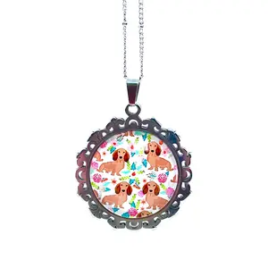 Rosey Dachshunds Big Round Necklace