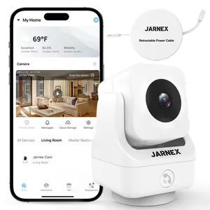 Jarnex 4MP 2K Indoor Pan-Tilt 360° Security Camera, Color Night View, Bluetooth Quick Link, One Button Call, Motion Detection, Local/Cloud Storage, Compatible with Alexa & Google Home Connection Monitor