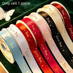 Valentine's Day Letter Print Ribbon, DIY Cake Gift Box Decor, 2.5cm X 30m, Perfect for Home Party Events
