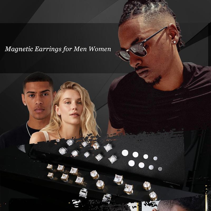 2026 New 1 Pair/2 Pairs Stainless Steel Magnetic Stud Earrings for Men Women Non Piercing Clip on Earrings silvery bangles street trend