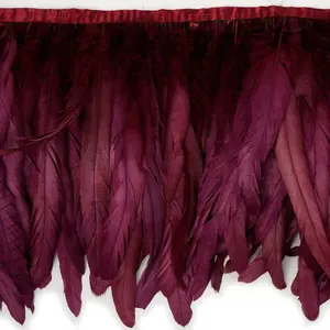Feather Fringe Metallic Burgundy Iridescent 8-10" Coque Feather Trim for Fashion & Costume Design