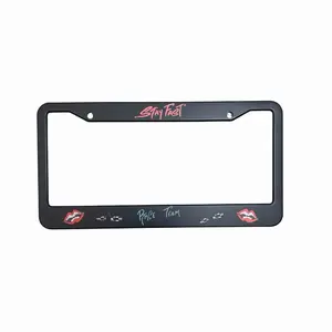 Chrome Matty License Plate Frame with Stay Fast Design and Race Team