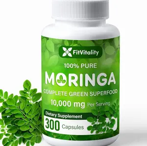Moringa Capsules| 300 Capsules| Moringa Oleifera| 10,000mg| 100% Pure & Natural| Non-GMO and Gluten Free Supplement | Complete Green Superfood | Moringa Leaf Extract Powder