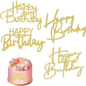 Multiple Styles Happy Birthday Cake Topper Pink Gold Acrylic Cake Toppers Baby Shower Cake Birthday Party Cake Flag Decorations