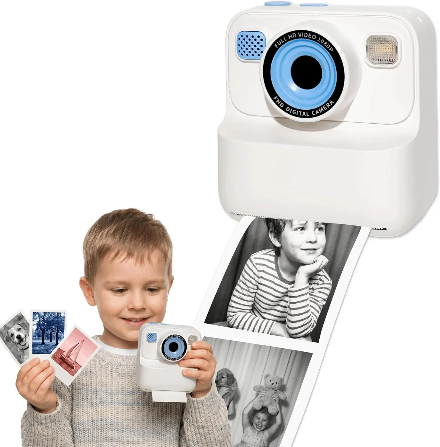 Kids Instant Print Digital Pocket Printer Camera, Portable User-Friendly Toy Camera for 3-12 Year Old Young Photographers, Birthdays Christmas Gift to Encourage Creativity with Printable Paper