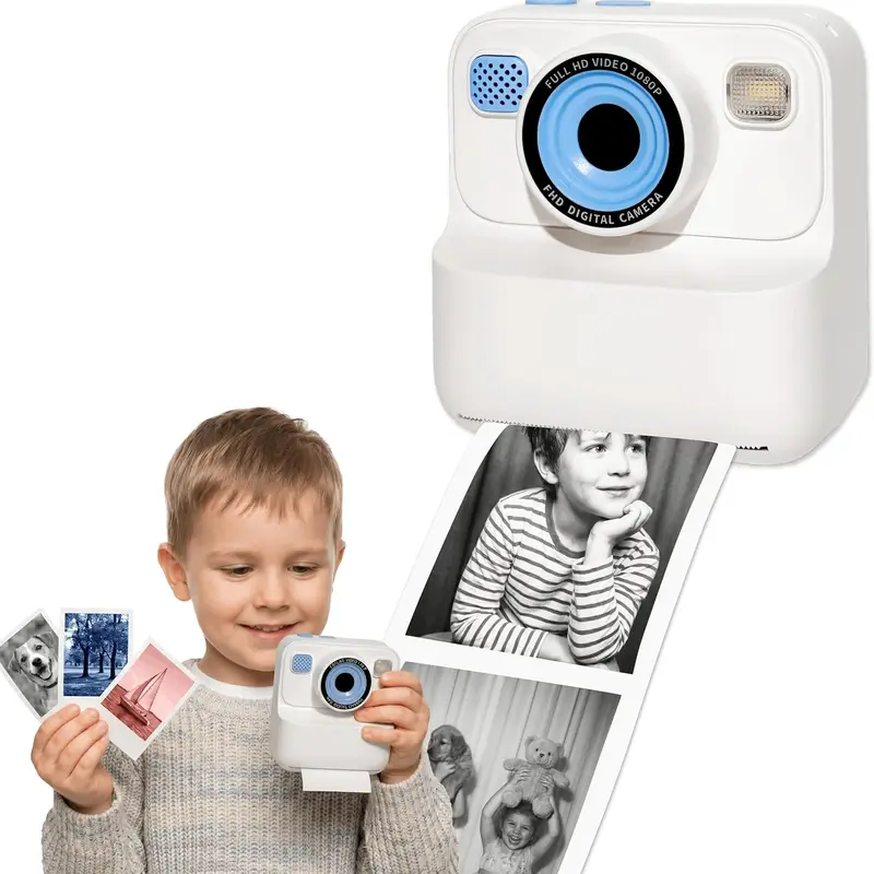 1080P Mini Instant Print Pocket Digital Camera (Instant Cameras) with Kid-Easy Controls, Portable Photography Toy, Print Paper Compatible, Christmas Gift Hit for Boys/Girls