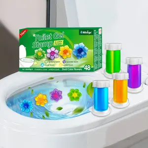 48-Piece Dual-Color Petal Toilet Cleaner Gel Stickers, 4 Scents (ocean, Lemon, Lavender, Jasmine), Long-Lasting Freshness, Deep Cleaning
