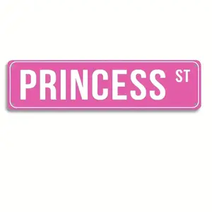 Princess Street Sign, Pink Colorful Princess Street Sign, Lightweight Wall Decor for Home Living Room Bedroom, Home Decor, Room Decor, Vanity Decor Accessories, Wall Metal Plaque