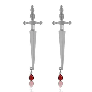 FlashyStudioNYC Sword earrings, Front back earrings, stainless steel earrings, gothic jewelry, ear jacket, sword ear jacket, dagger earrings Retro Baroqu Male Female Unisex Large Earrings