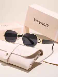 Unisex Simple Style Trendy Sun Glasses, Uv400 Protection, Casual Fashion, Large Frame, All Seasons, Plastic Material, Gift Box Included
