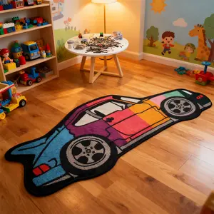 cartoon car pattern rug, 1 count long rug, soft comfortable rug, Home decorative rug, home decor, Gifts for boys, suitable for living room, bedroom, kitchen and bathroom, laundry room, corridor, Kitchen Area Rug