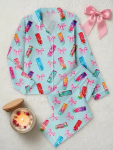 Women Alani Satin Pajamas Set, Alani Energy Drink Sleepwear, Women Satin Loungewear, Alani Lover Gift For Her