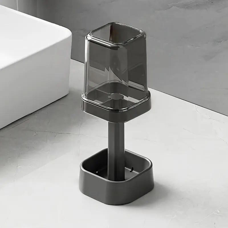 Toothbrush Holder with Cup, Fits Regular Toothbrushes, Stores Toothpaste, Three Slots, Ideal for Electric Toothbrush, Floss, Razor, Bathroom Storage, Bathroom Accessory, Toothbrush Holders for Bathrooms, Restroom, Home, Toothbrush Organizer