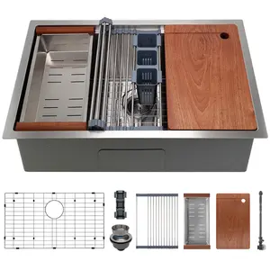 30 Inch Undermount Workstations Kitchen Sinks - 11 Gauge Stainless Steel Sink 10inch Deep Worktation Sink with Cutting Board and Accessories